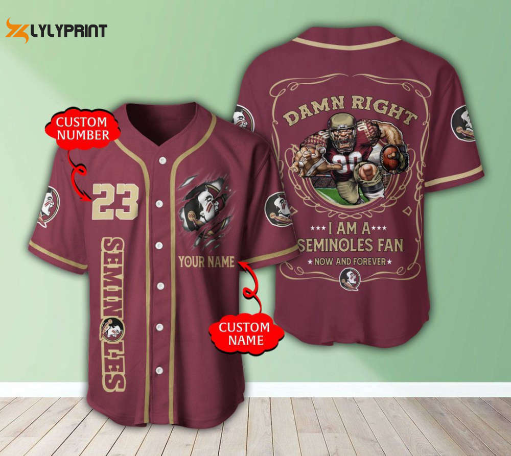 Florida State Seminoles Personalized Baseball Jersey Fan Gifts - lylyprint.com baseball jersey product view 1