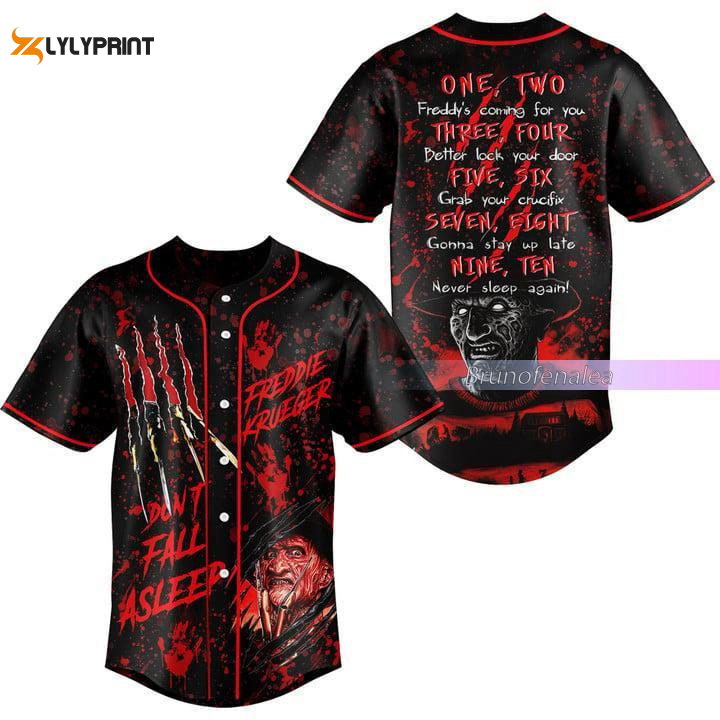 Freddy Krueger Baseball Jersey, Horror Movie Shirt - lylyprint.com baseball jersey product view 1