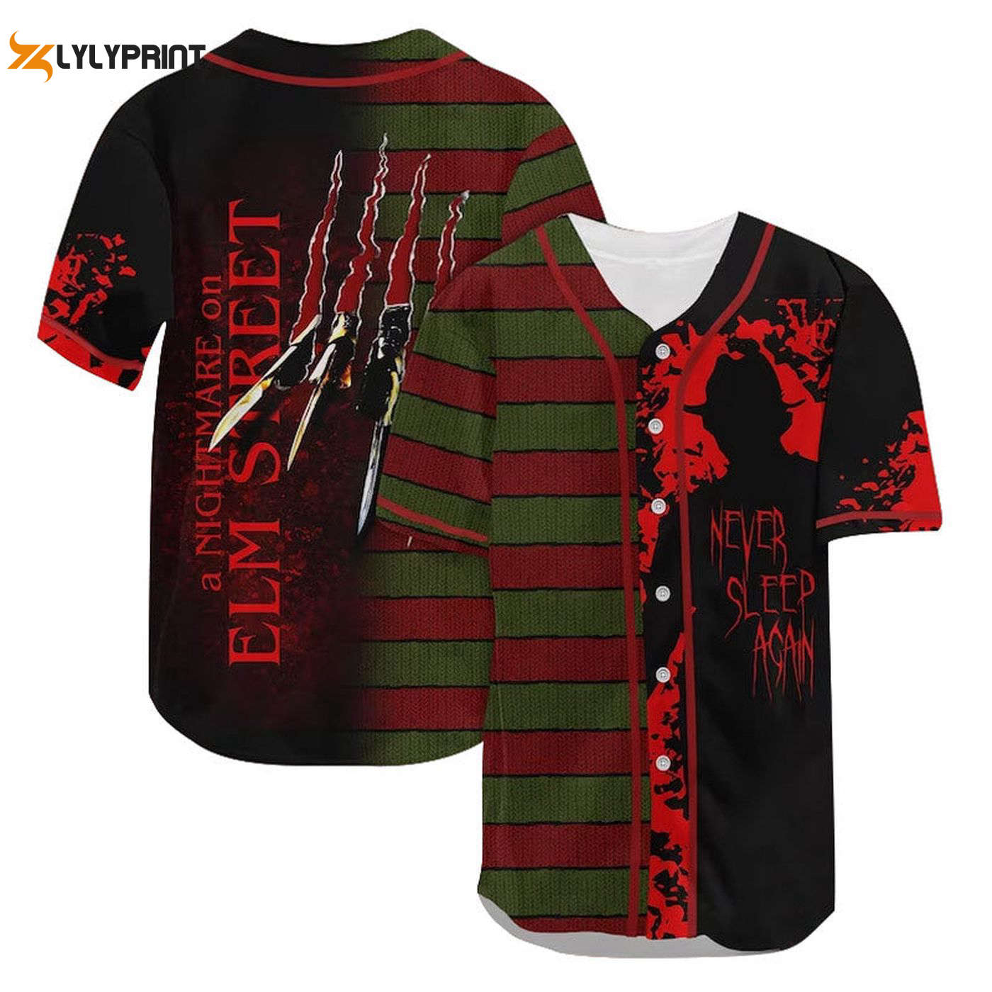 Freddy Krueger Never Sleep Again Baseball Jersey - Gift for Men Women - Gift for Men Women - lylyprint.com baseball jersey product view 1