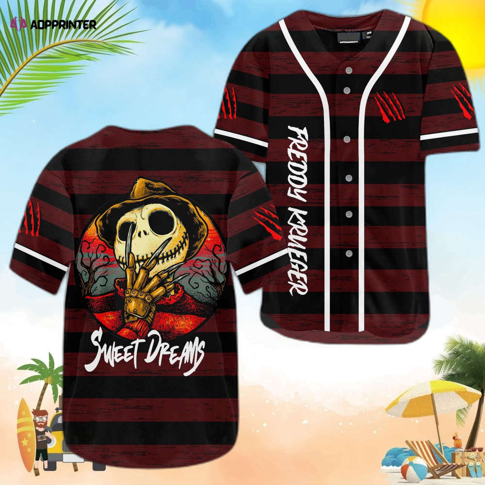 Freddy Krueger Sweet Dreams Baseball Jersey: Horror-inspired Style for Nightmarish Fans - Aopprinter baseball jersey product view 1