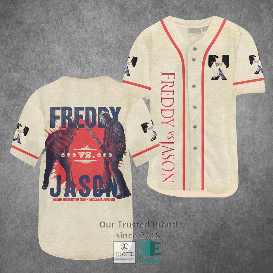 Freddy vs Jason Horror Movie Baseball Jersey baseball jersey product view 1
