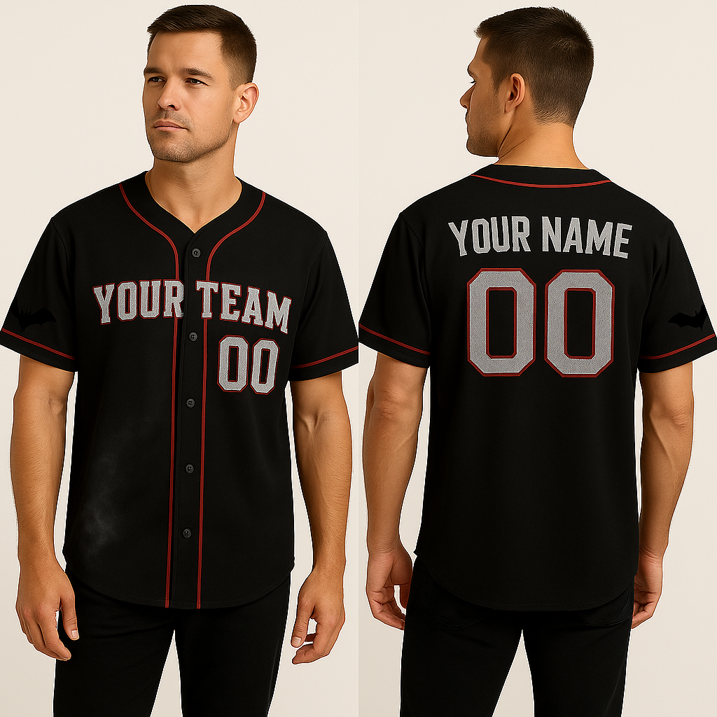 Shadow Fog Halloween Baseball Jersey – Custom Name & Number | Unisex Spooky Sportswear baseball jersey product view 3