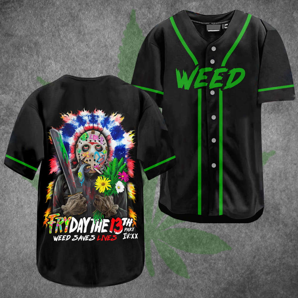 Friday 13 Jason Smoking Baseball Jersey – Exclusive & Stylish Authentic Gear baseball jersey product view 2