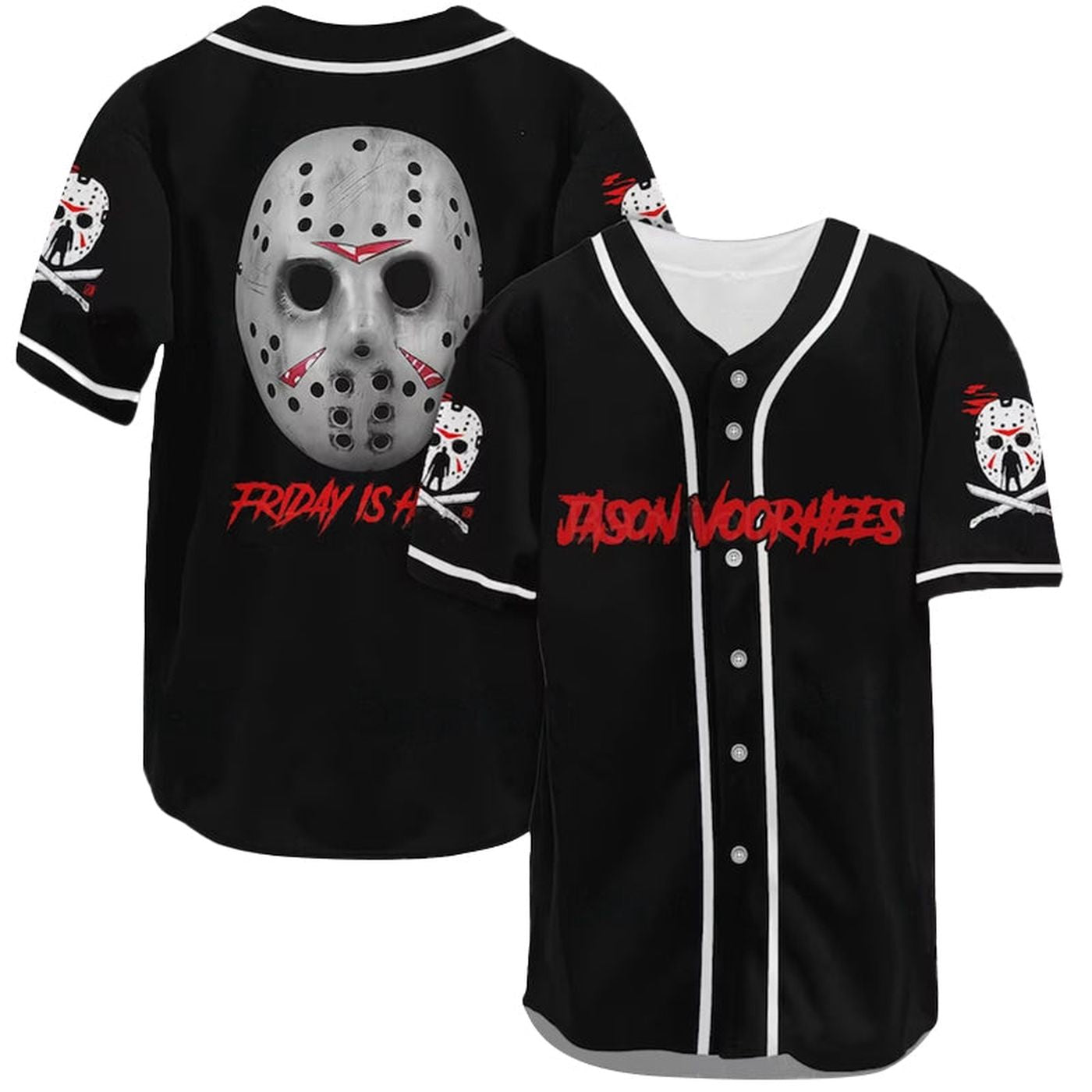 Friday Is Halloween Jason Voorhees Baseball Jersey - Gift for Men Women - Gift for Men Women - lylyprint.com baseball jersey product view 2