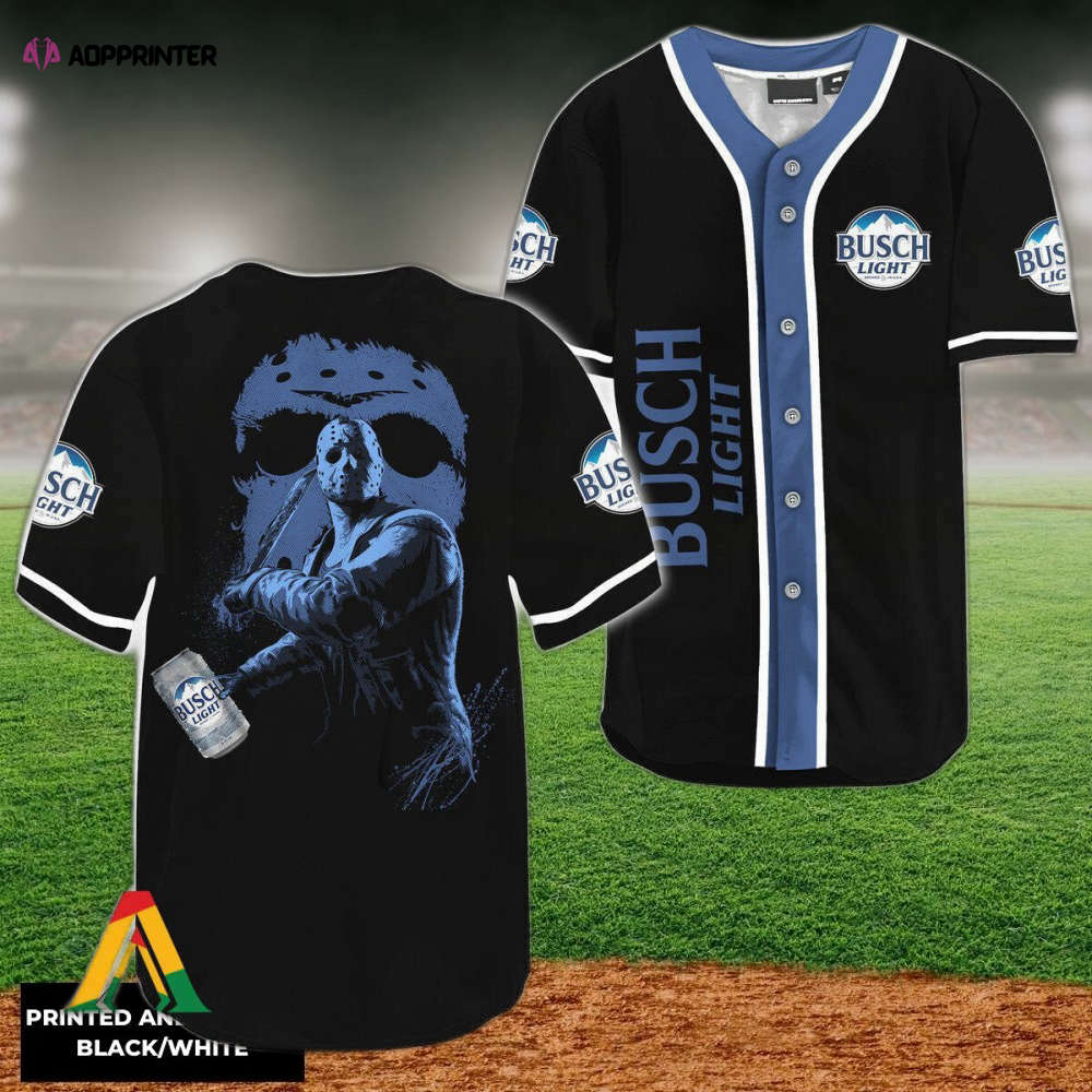 Friday the 13th Busch Light Baseball Jersey: Jason Voorhees Collection baseball jersey product view 1