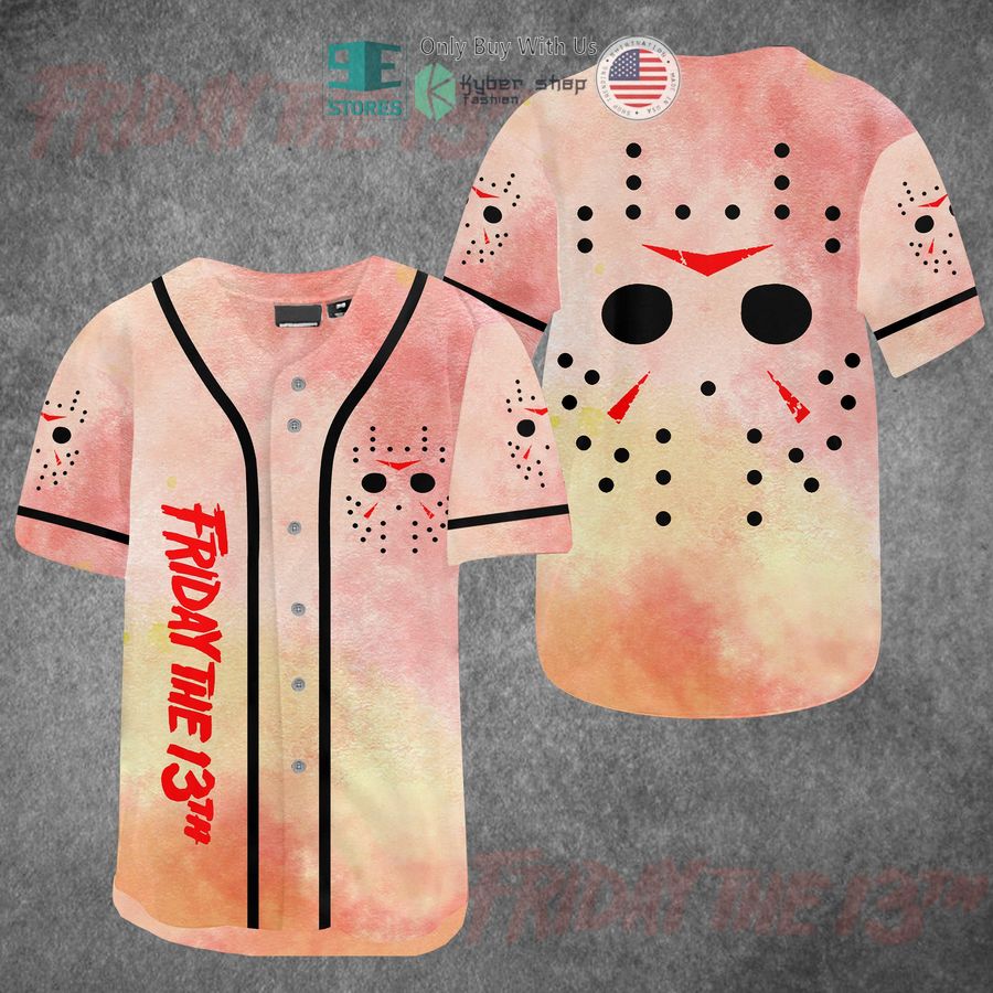 BEST Friday the 13th Jason Voorhees Face orange Baseball Jersey baseball jersey product view 1