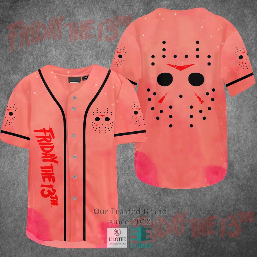 Friday the 13th Jason Voorhees Horror Movie Pink Baseball Jersey baseball jersey product view 1