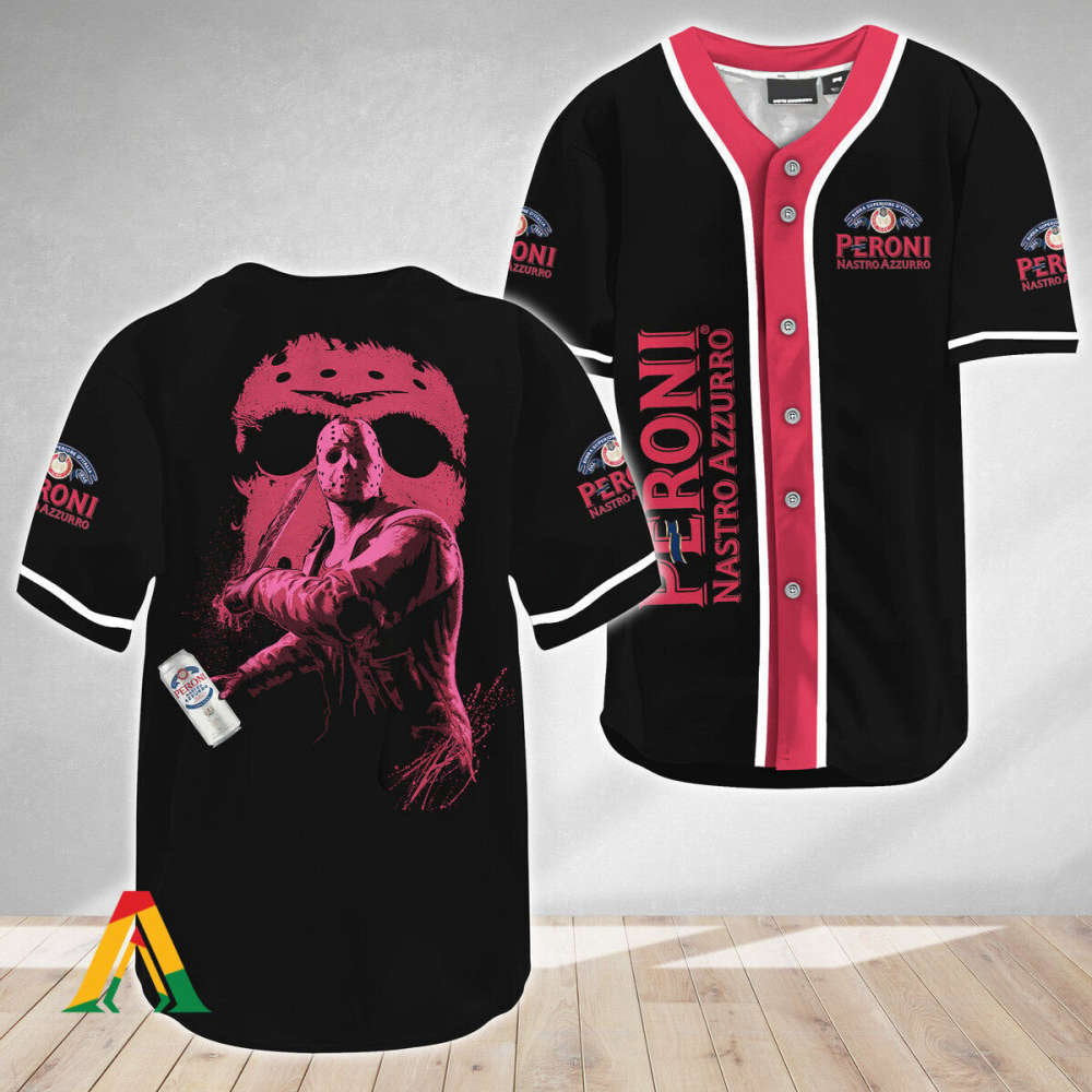 Friday the 13th Peroni Beer Baseball Jersey - Jason Voorhees Fan Merch - Aopprinter baseball jersey product view 2