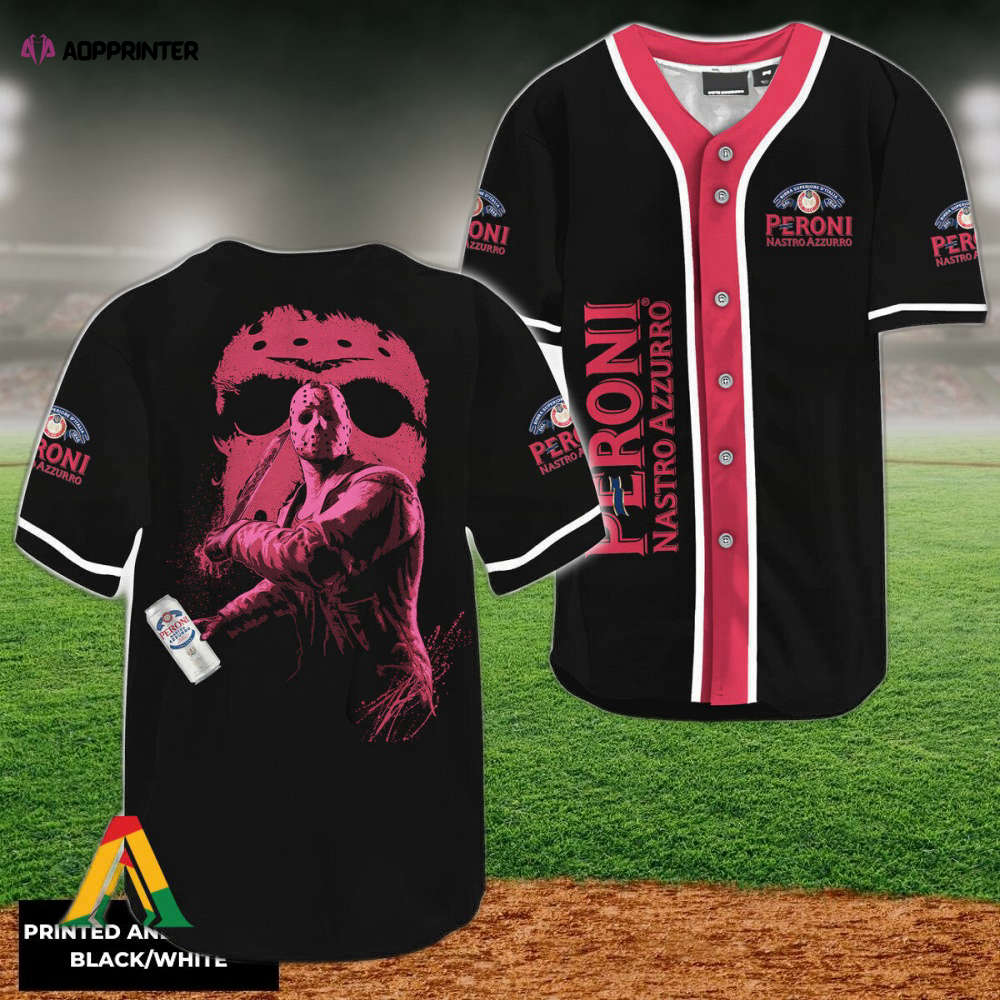 Friday the 13th Peroni Beer Baseball Jersey - Jason Voorhees Fan Merch - Aopprinter baseball jersey product view 1