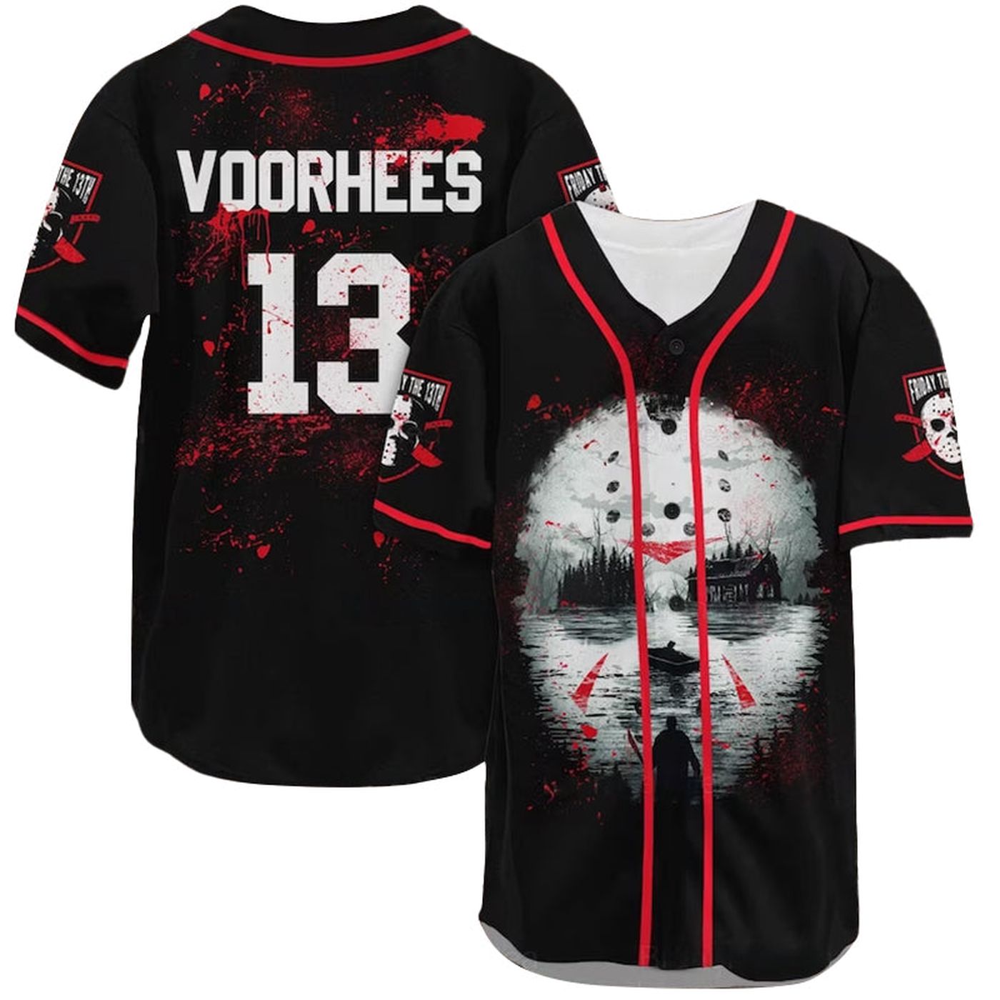 Friday The 13th Voorhees Crystal Lake Baseball Jersey - Gift for Men Women - Gift for Men Women - lylyprint.com baseball jersey product view 2