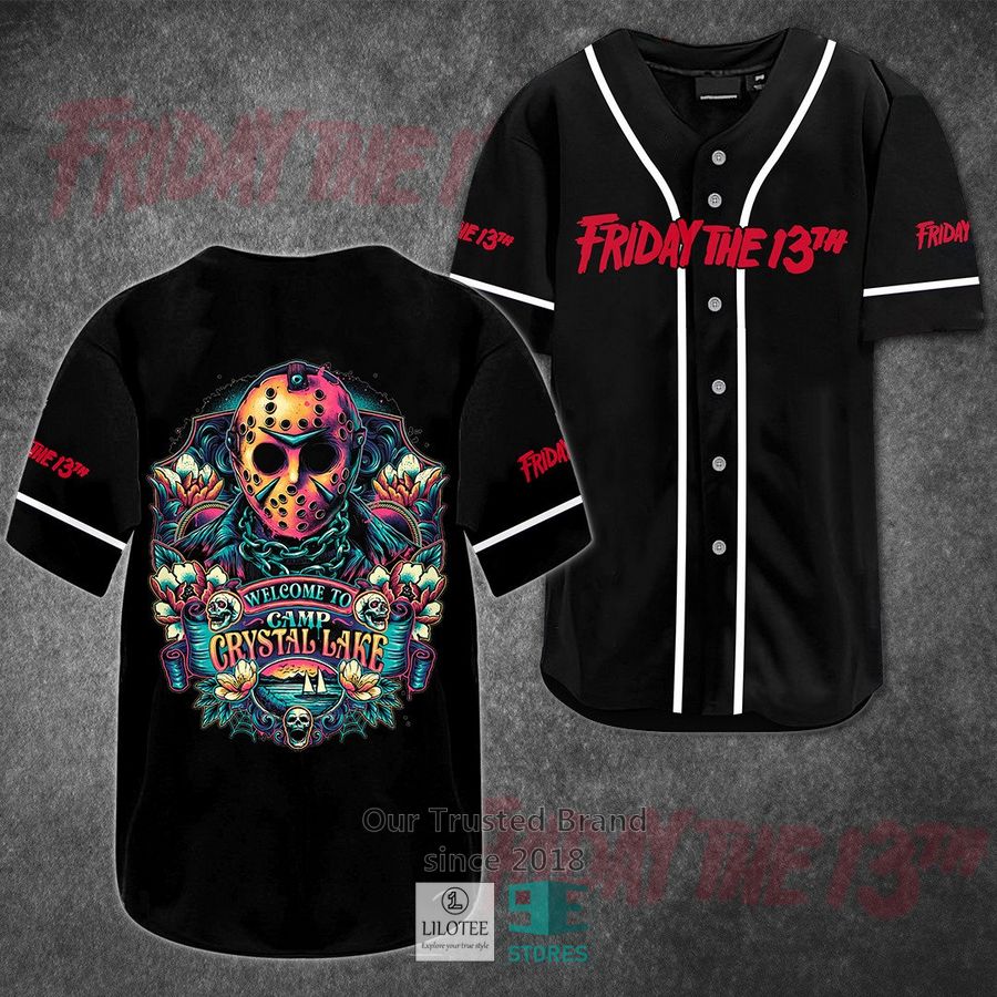 Friday the 13th Welcome to Crystal Lake Horror Movie Baseball Jersey baseball jersey product view 1