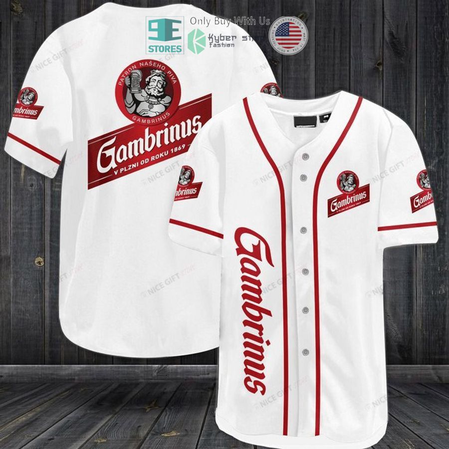 BEST Gambrinus logo white Baseball Jersey baseball jersey product view 1