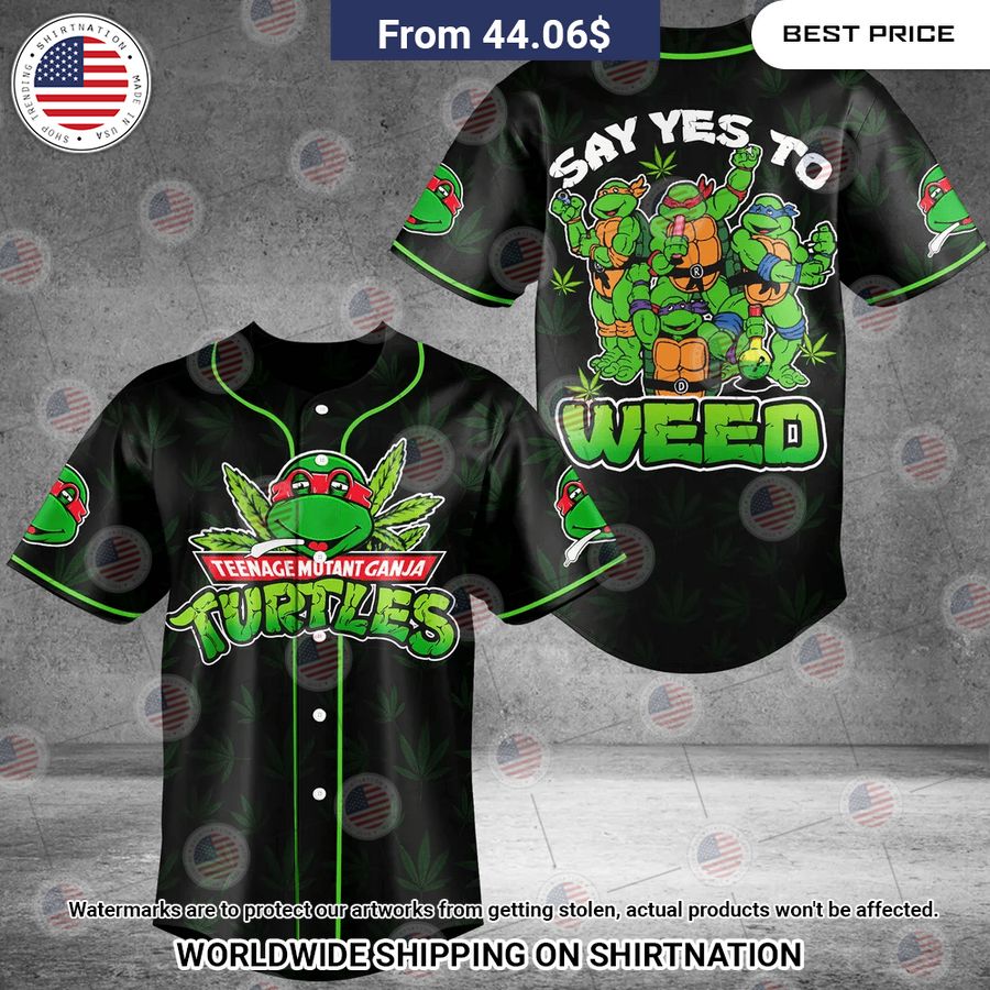 Ganja Turtles Say Yes To Weed Baseball Jersey baseball jersey product view 1