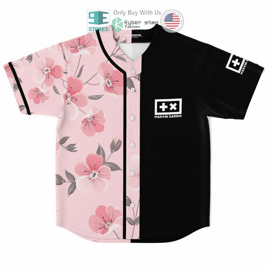 BEST Garrix Martin Flowers Black Pink Baseball Jersey baseball jersey product view 1