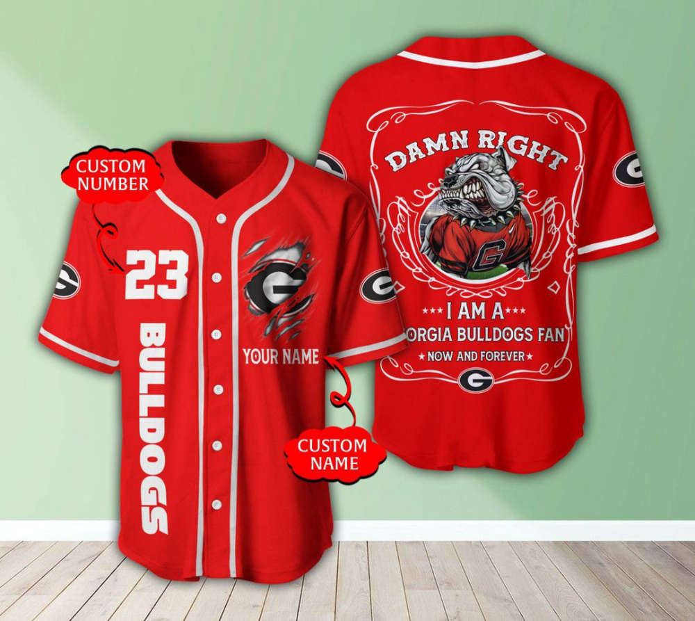 Georgia Bulldogs Personalized Baseball Jersey Fan Gifts - lylyprint.com baseball jersey product view 2