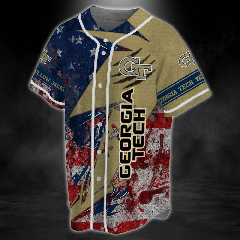 Georgia Tech Yellow Jackets Baseball Jersey Fan Gifts - lylyprint.com baseball jersey product view 4