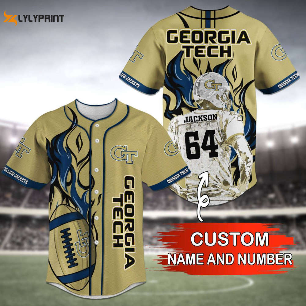 Georgia Tech Yellow Jackets Baseball Jersey Personalized 2023 Gift For Men Women - lylyprint.com baseball jersey product view 1