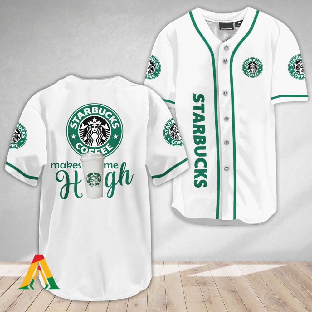 Get Elevated with Starbucks Make Me High Baseball Jersey – Stand Out in Style baseball jersey product view 2