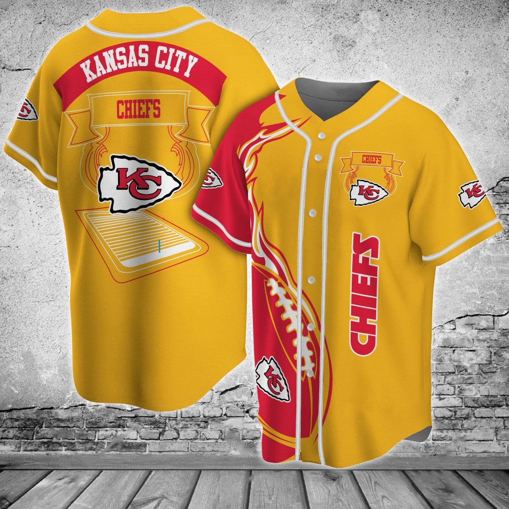 Get Game-Ready with the Kansas City Chiefs Baseball Jersey Shirt FVJ - Aopprinter baseball jersey product view 2