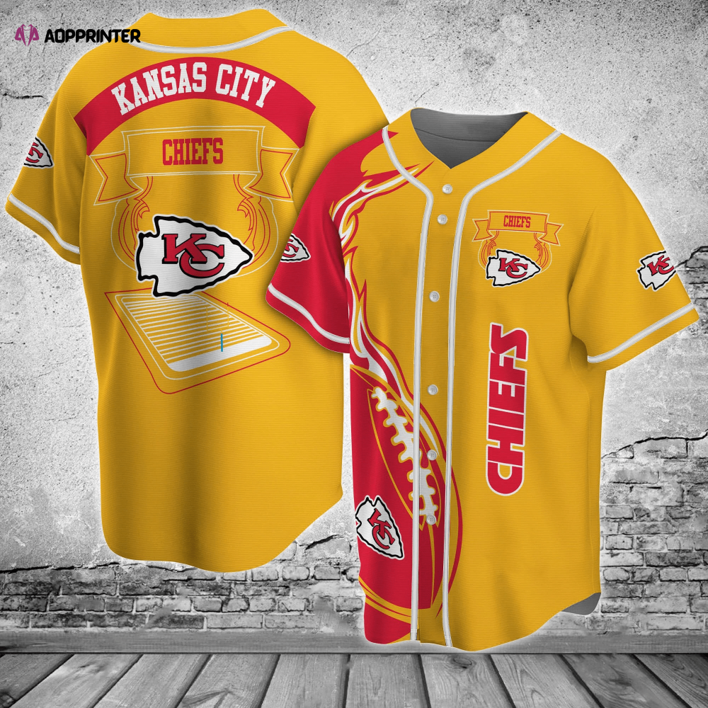 Get Game-Ready with the Kansas City Chiefs Baseball Jersey Shirt FVJ - Aopprinter baseball jersey product view 1