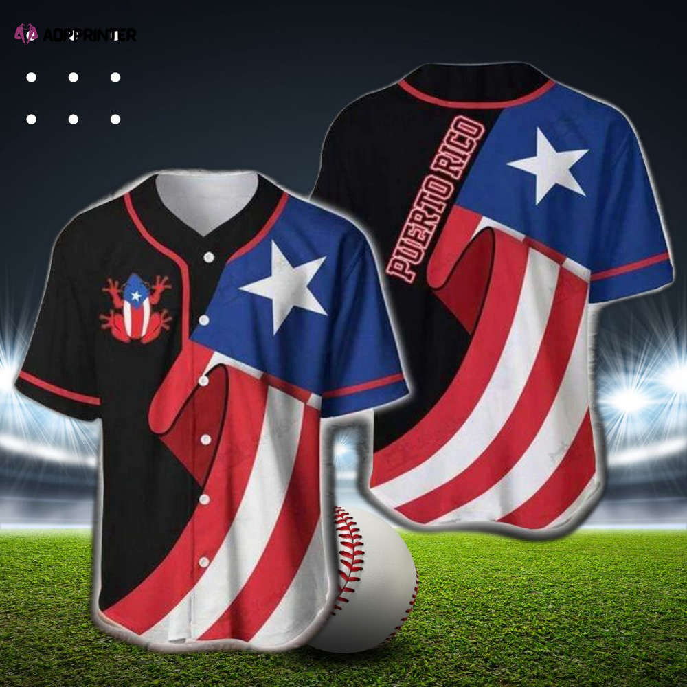 Get Your Puerto Rico Coqui Flag Baseball Jersey – Show Your Pride baseball jersey product view 1