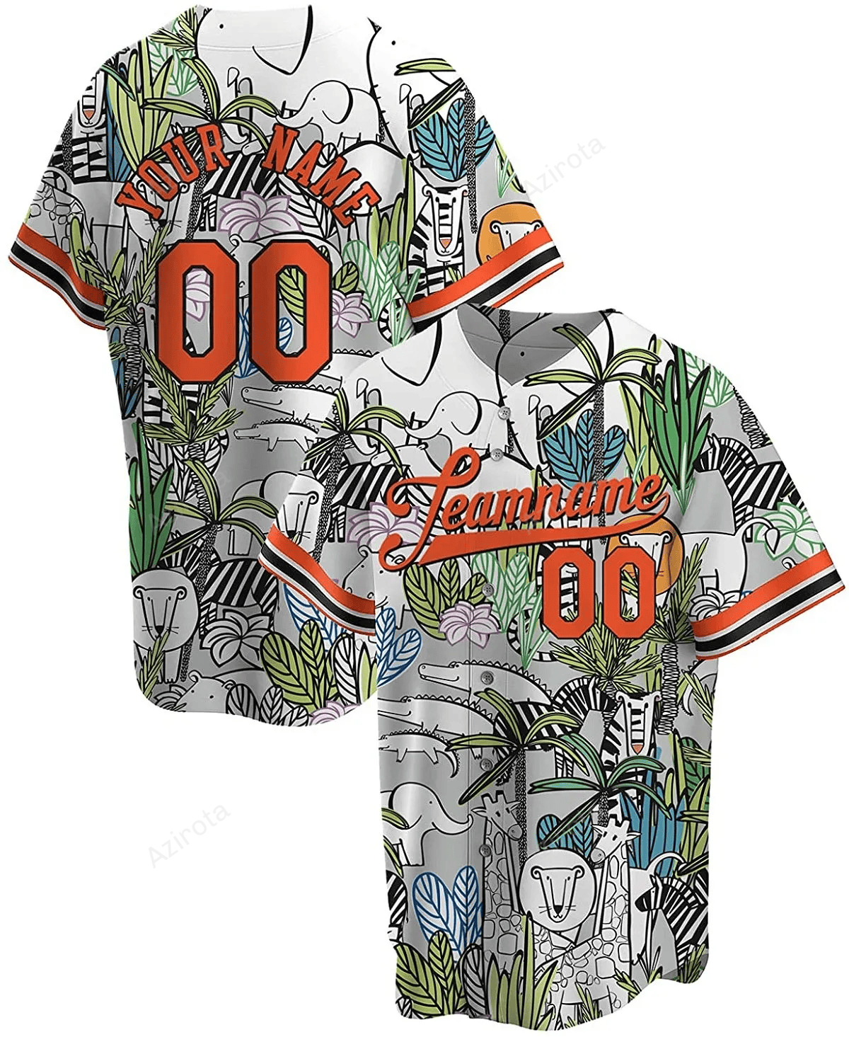 Personalized Wild Animals Printed Name And Number Idea Gift For Fans Baseball Jersey - Zimustore baseball jersey product view 1