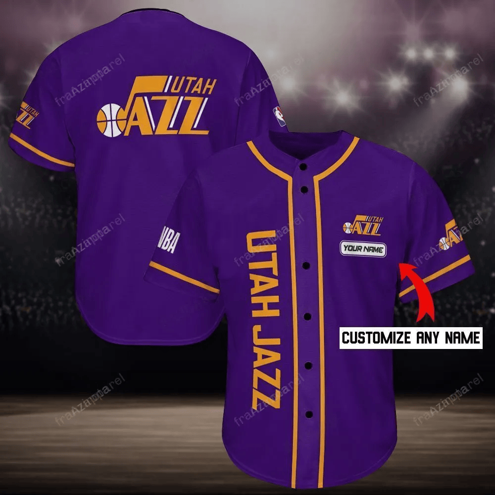 Utah Jazz Personalized Baseball Jersey Shirt 107 baseball jersey product view 1