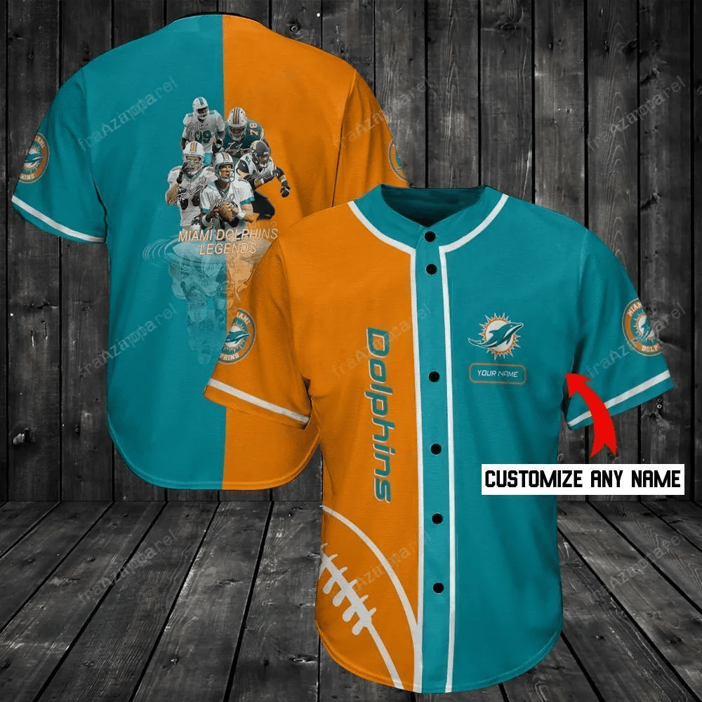 Miami Dolphins Personalized Baseball Jersey Shirt 98 baseball jersey product view 1