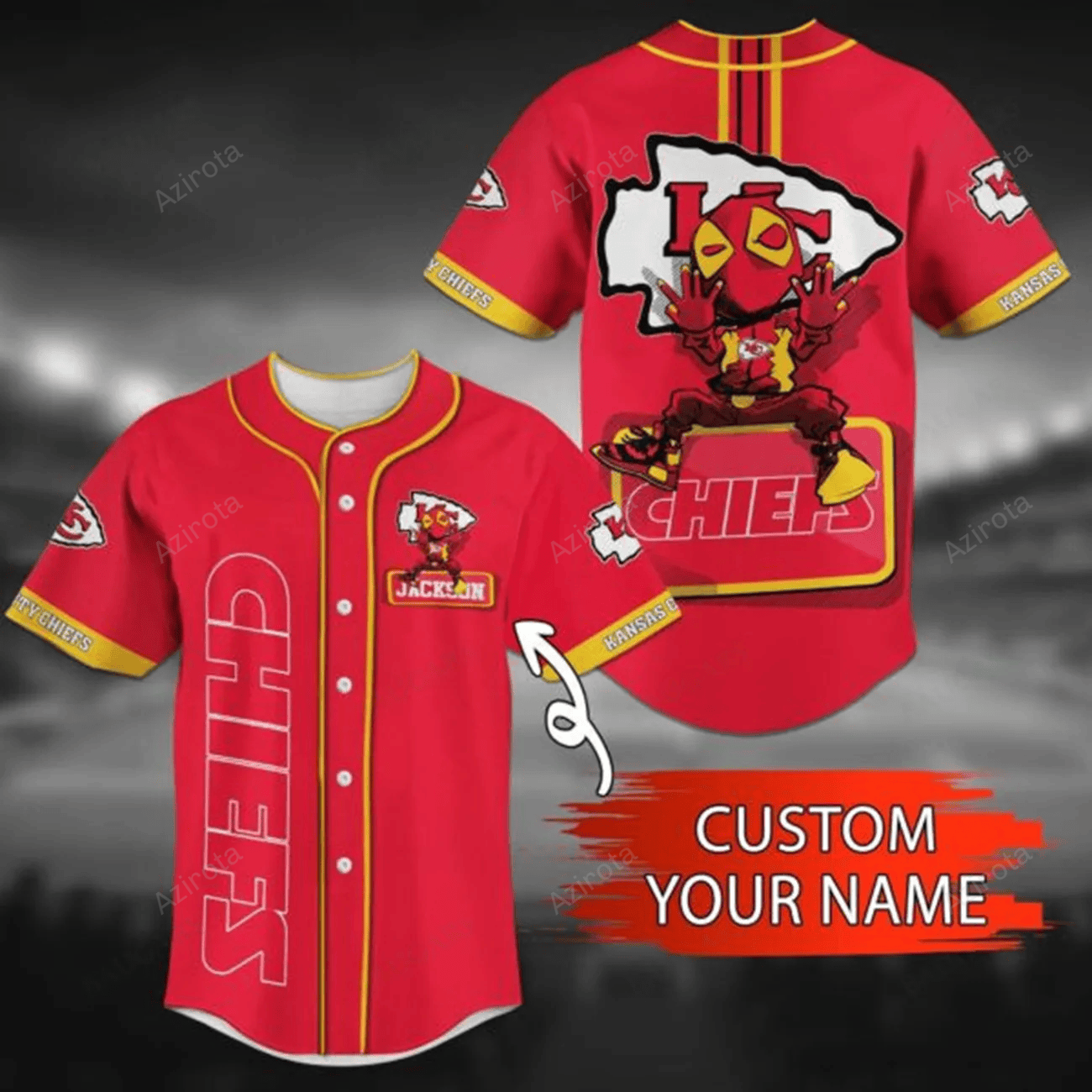 Kansas City Chiefs Personalized Baseball Jersey Bg73 baseball jersey product view 1