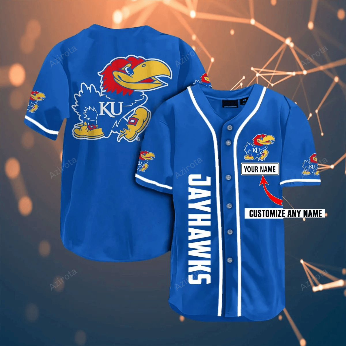 Kansas Jayhawks Personalized Name Ncaa Fans Team 3d Customization Gifts Baseball Jersey - Zimustore baseball jersey product view 1