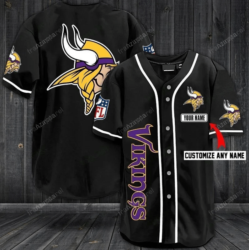 Minnesota Vikings Personalized Baseball Jersey Shirt 73 baseball jersey product view 1