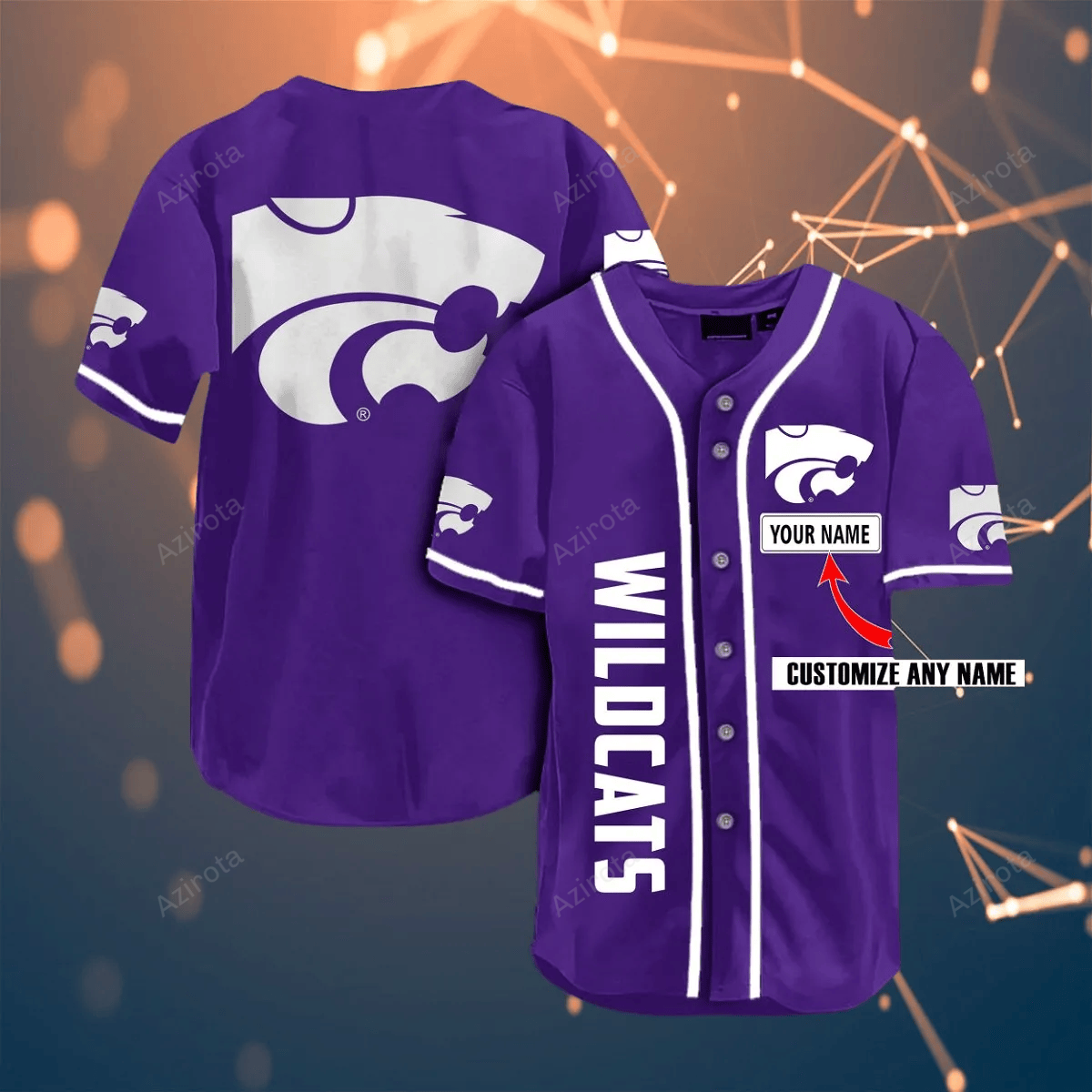 Kansas State Wildcats Personalized Name Ncaa Fans Team 3d Customization Gifts Baseball Jersey - Zimustore baseball jersey product view 1