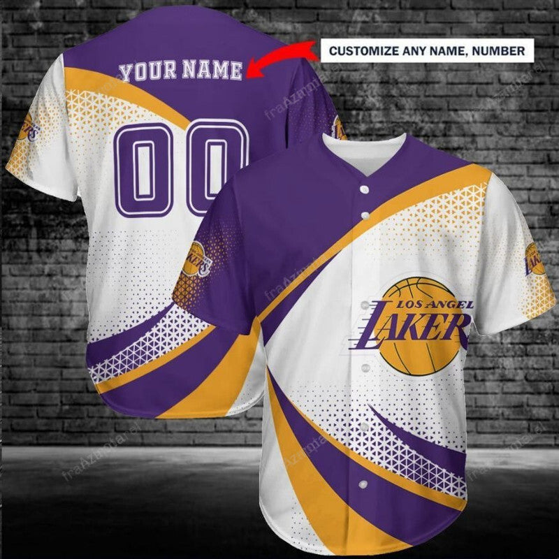 Los-Angeles-Lakers-Personalized-Baseball-Jersey-For-NBA-Fans baseball jersey product view 1