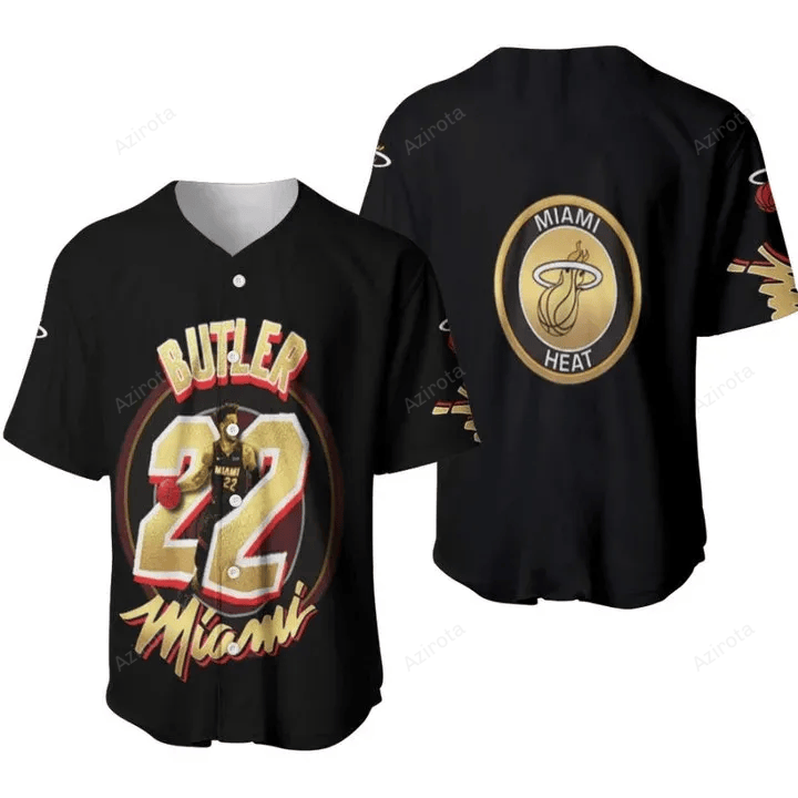 Miami Heat Jimmy Butler 22 Nba Small Forward Logo Team 3D Designed Baseball Jersey Nba Gift For Fans baseball jersey product view 1