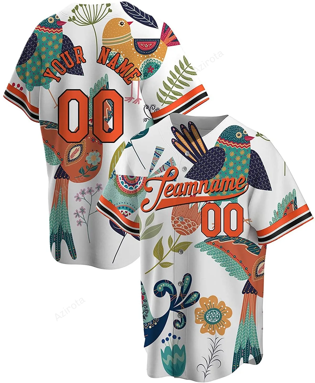 Personalized Bird And Flower Printed Name And Number Idea Gift For Fans Baseball Jersey baseball jersey product view 1