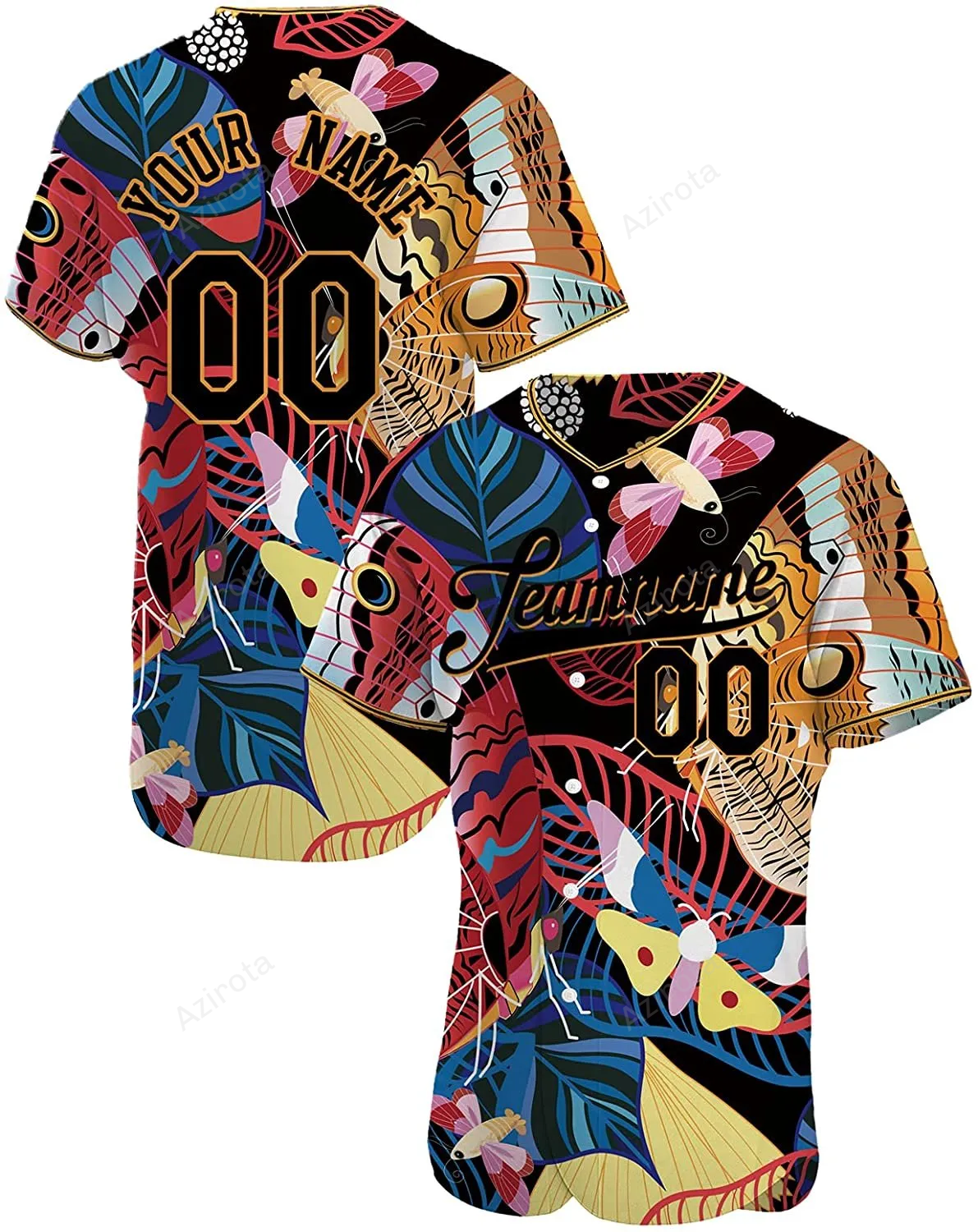Personalized Colorful Butterfly And Flowers Printed Name And Number Idea Gift For Fans Baseball Jersey baseball jersey product view 1