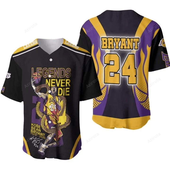 Kobe Bryant 24 Legends Never Die Signed Legendary Captain Los Angeles Lakers Nba 3D Personalized Baseball Jersey Nba Gift For Fans baseball jersey product view 1