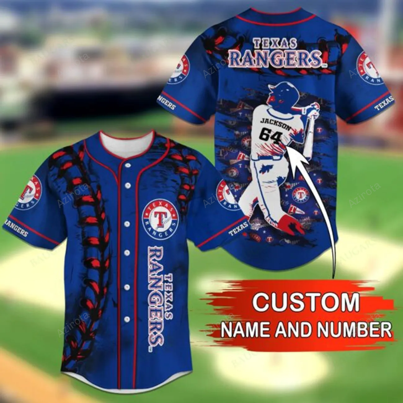 Texas Rangers Personalized Baseball Jersey Bg24 baseball jersey product view 1