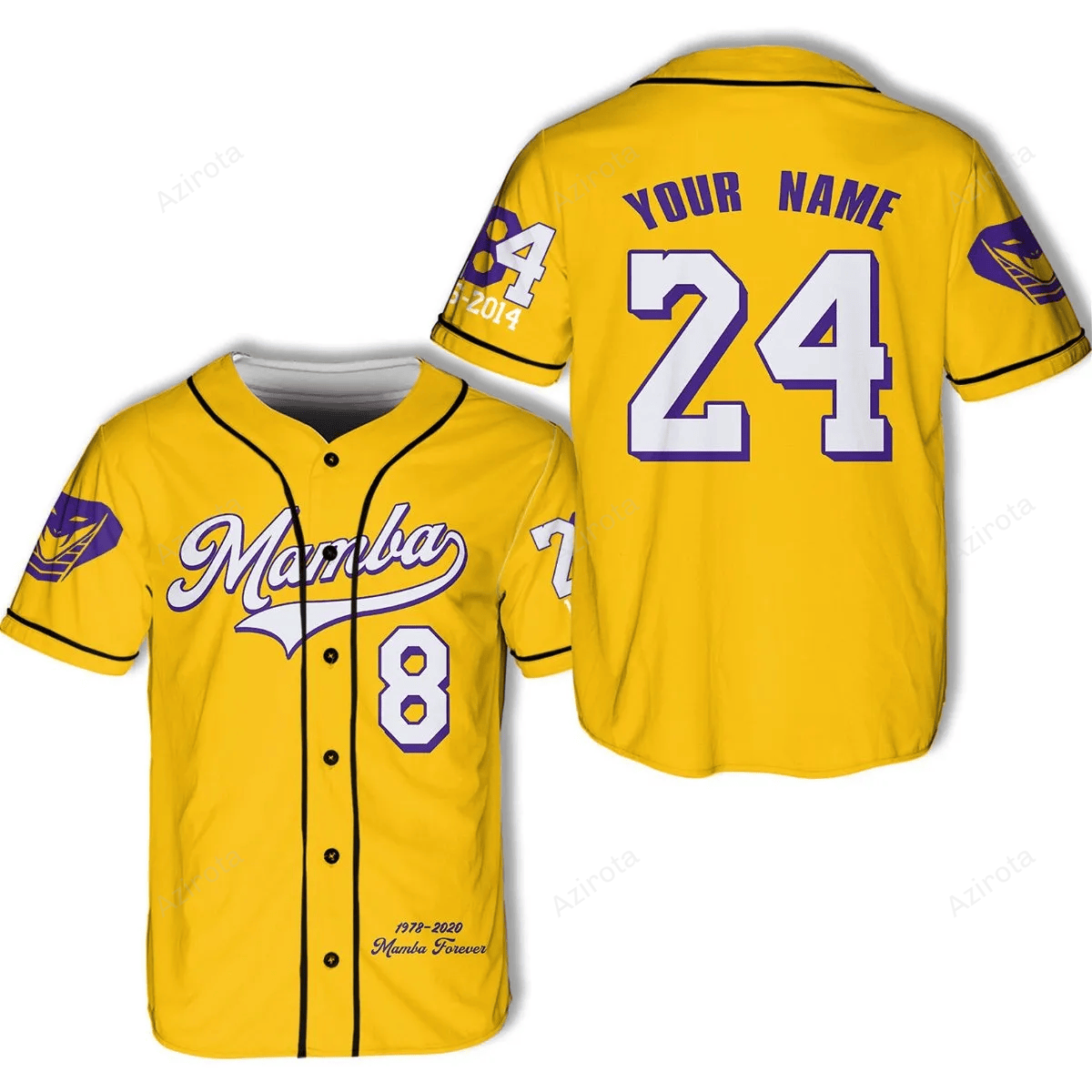Personalized Yellow Los Angeles Football Team Idea Gift For Fans Black Mamba Snakeskin Pattern Baseball Jersey football jersey product view 1