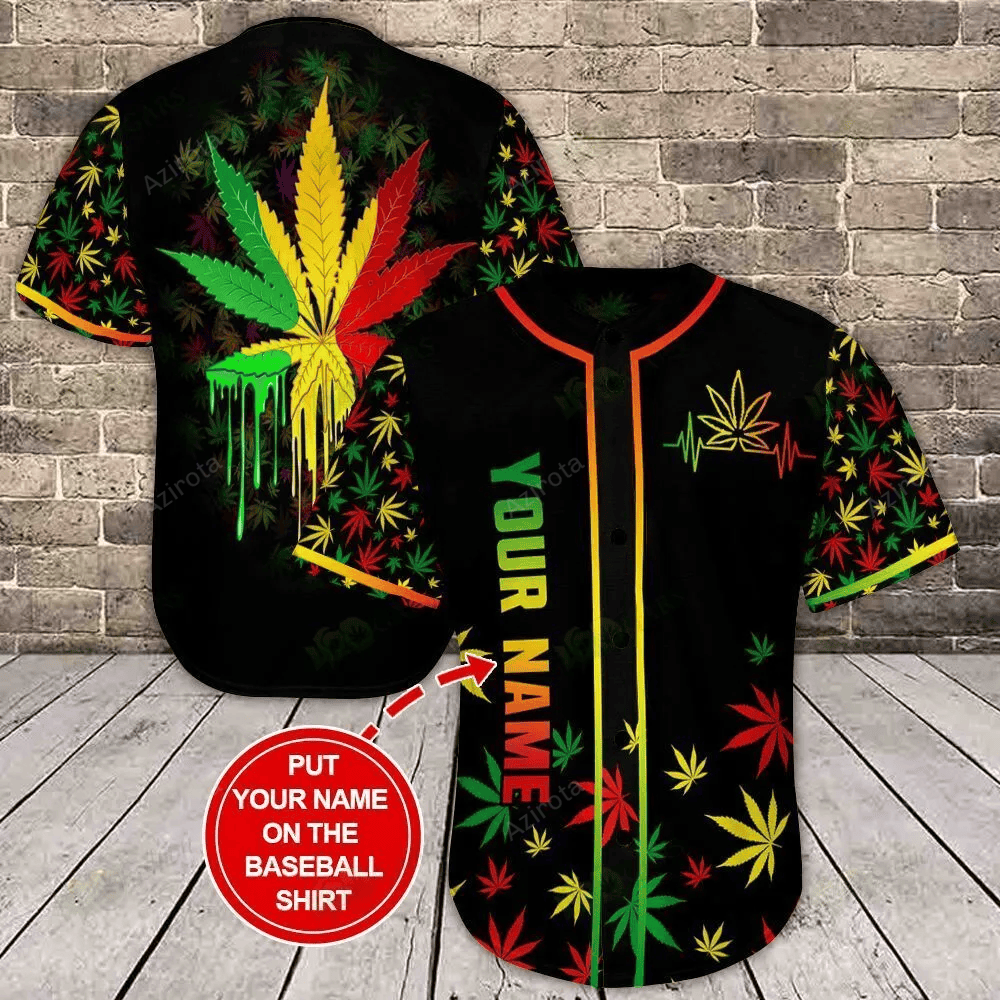 Weed Personalized Baseball Jersey Shirt 2 baseball jersey product view 1