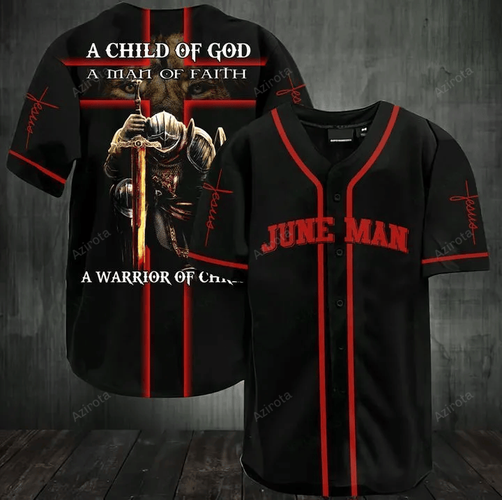 June Man A Warrior Of Christ Baseball Jersey 151 baseball jersey product view 1