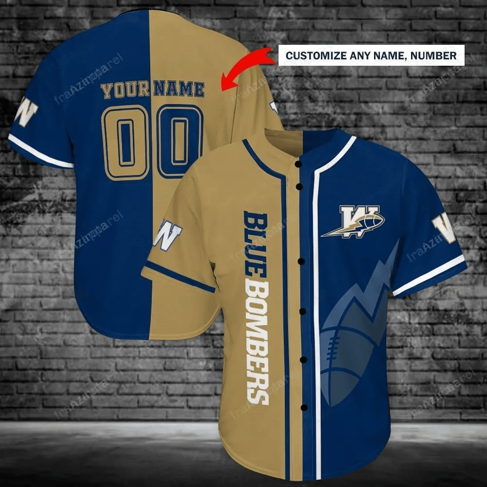 Winnipeg Blue Bombers Personalized Baseball Jersey Shirt 156 baseball jersey product view 1