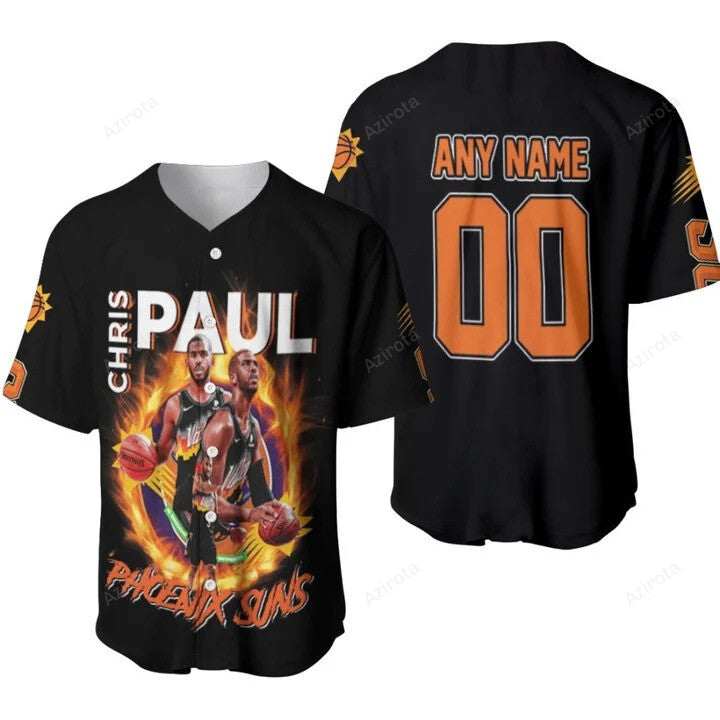 Phoenix Suns Chris Paul 00 Any Name Nba Players 3 D Personalized Baseball Jersey Nba Gift For Fans baseball jersey product view 1