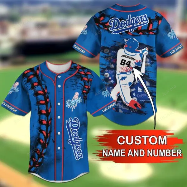 Los Angeles Dodgers Personalized Baseball Jersey Bg16 baseball jersey product view 1