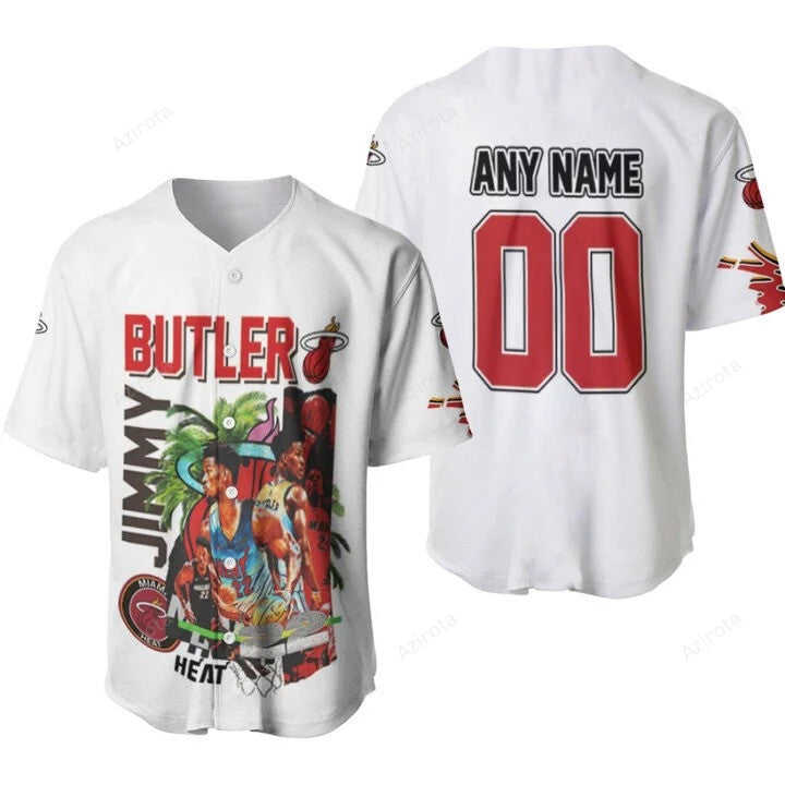 Miami Heat Jimmy Butler 22 Nba American Professional Basketball Player White Personalized Baseball J baseball jersey product view 1