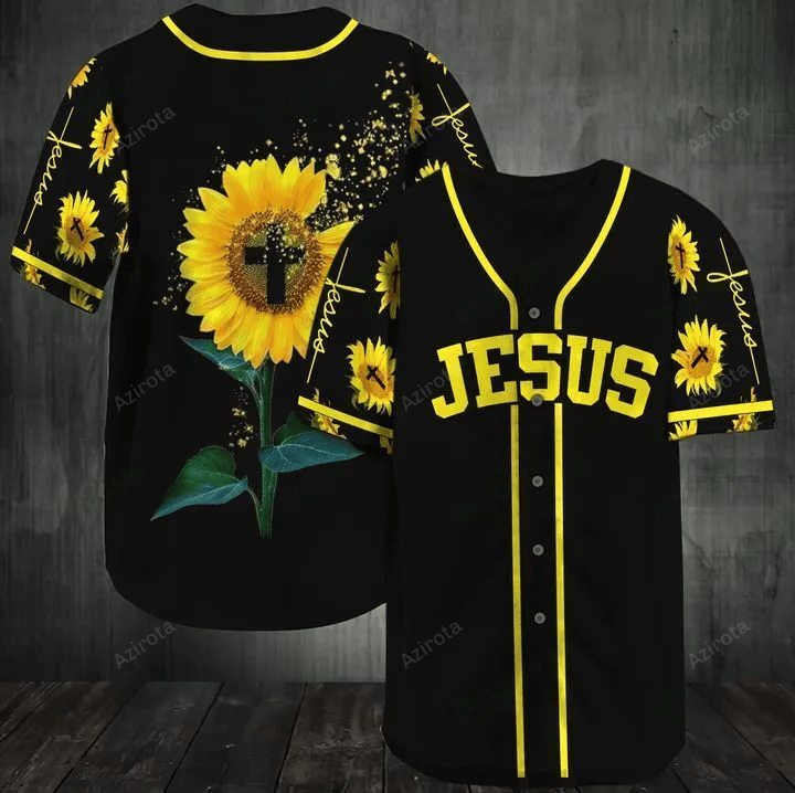 Jesus The Beautiful Sunflower Baseball Jersey 135 baseball jersey product view 1