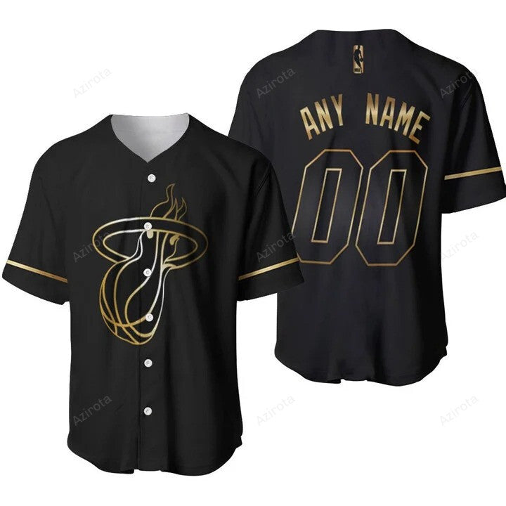 Miami Heat 00 Anyname Nba Golden Edition Black Jersey Inspired Style Personalized Baseball Jersey Nb baseball jersey product view 1