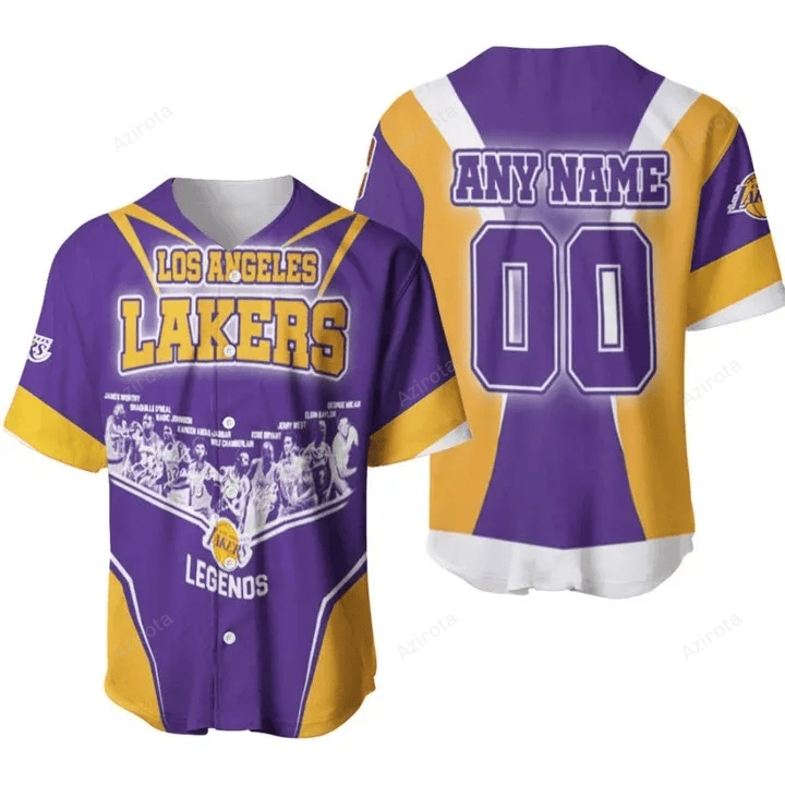 Los Angeles Lakers Legends Forever Champion Team Signatures Nba Personalized Baseball Jersey Nba Gift For Fans baseball jersey product view 1