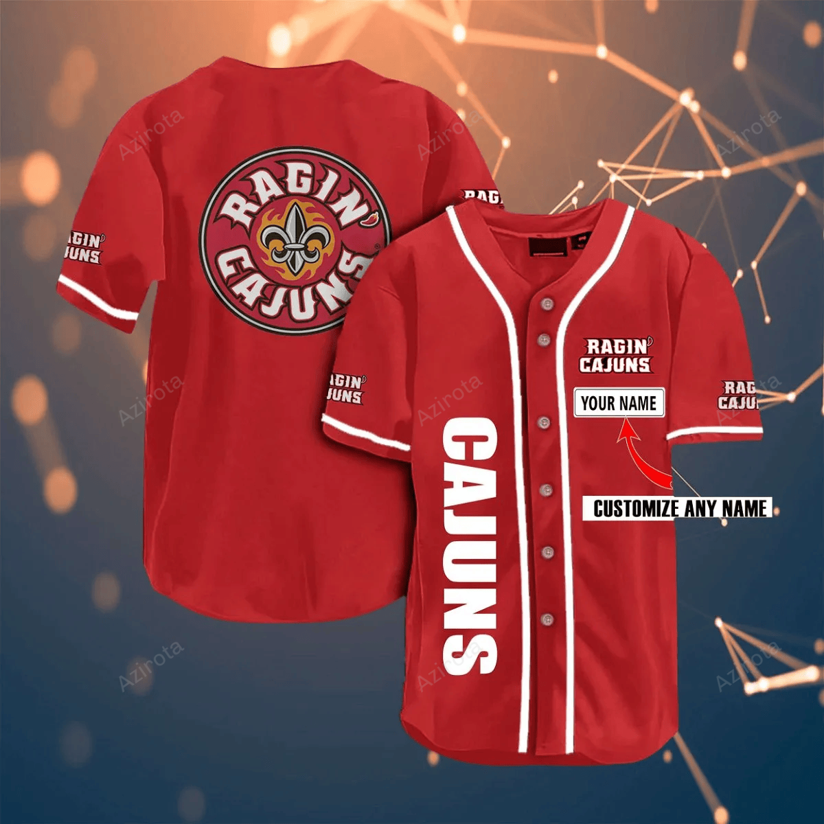 Louisiana Ragin' Cajuns Personalized Name ' Fans Team Ncaa 3D Customization Gifts Baseball Jersey baseball jersey product view 1