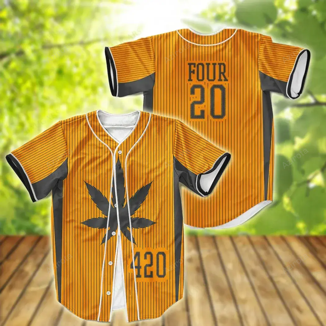 420 Marijuana Classic Style Orange Weed Baseball Jersey Colorful Adult Unisex S 5Xl Full Size baseball jersey product view 1
